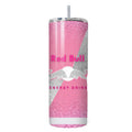 Gobelet Red Bull avec paille Édition paillettes roses