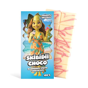 Skibidii Choco présente Delphina framboise chocolat blanc